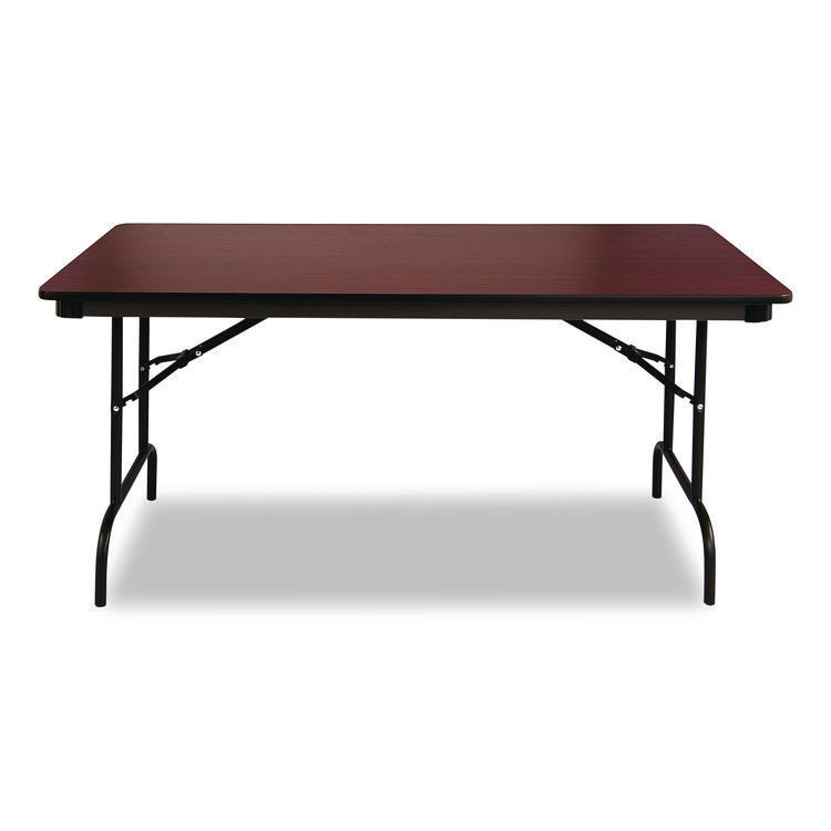 OfficeWorks Commercial Wood-Laminate Folding Table, Rectangular, 96" x 30" x 29", Mahogany