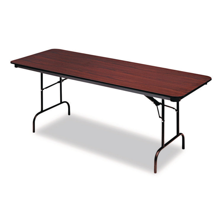 OfficeWorks Commercial Wood-Laminate Folding Table, Rectangular, 96" x 30" x 29", Mahogany