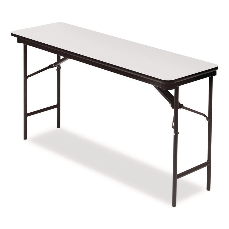 OfficeWorks Commercial Wood-Laminate Folding Table, Rectangular, 60" x 18" x 29", Gray Top, Charcoal Base