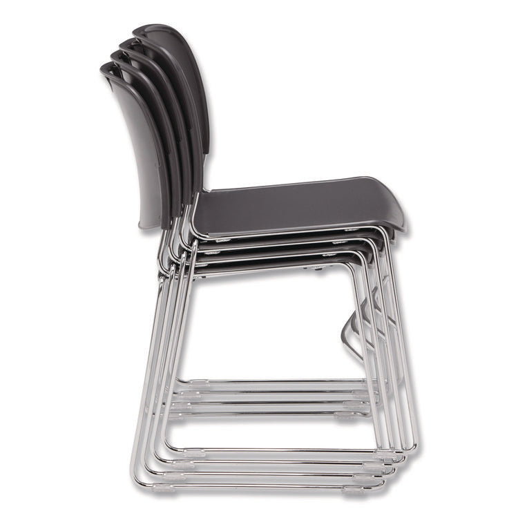 8500 Series Ultra-Compact Plastic Stack Chair, Supports Up to 500 lbs, 17" Seat Height, Gray Seat/Back, Chrome Base, 4/Pack