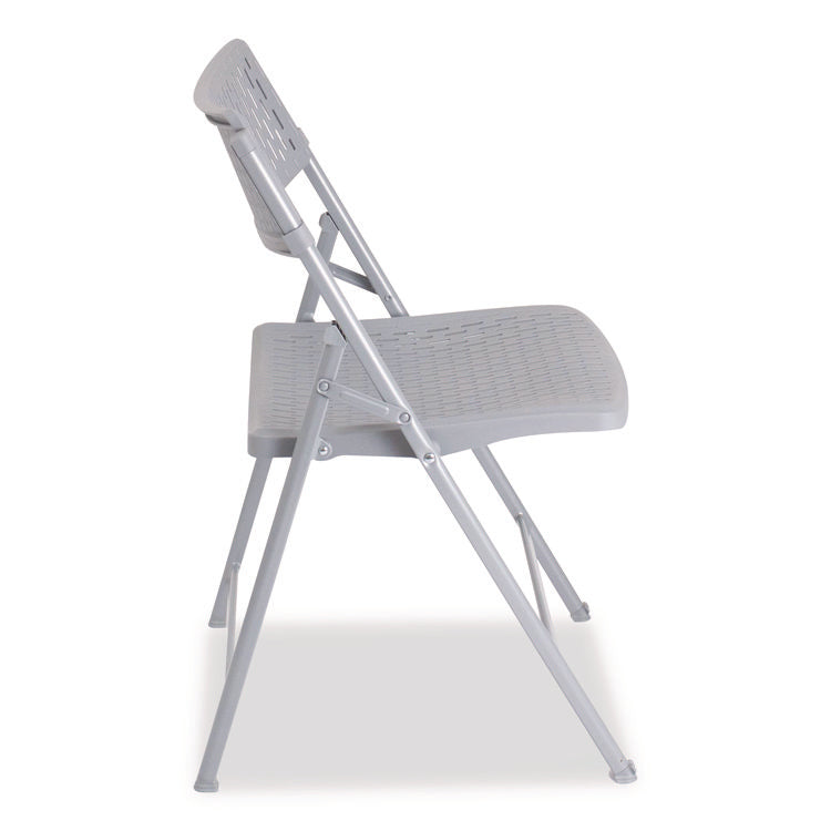 AirFlex Series Premium Polypropylene Folding Chair, Supports 1,000 lbs, 17.25" Seat Height, Platinum Seat/Back/Base, 4/Pack