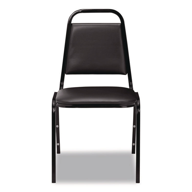 9100 Series Vinyl Upholstered Stack Chair, Supports Up to 300 lbs, 18" Seat Height, Black Seat/Back/Base, 4/Pack