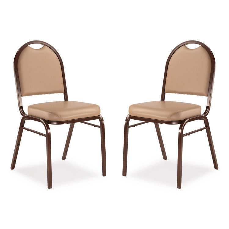 9200 Series Premium Upholstered Stack Chair, Vinyl, Supports 500 lb, 19" Seat Ht, French Beige Seat/Back, Mocha Base, 2/Pack