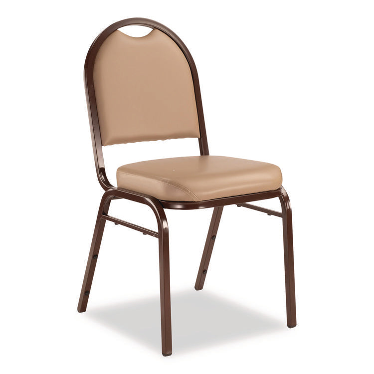 9200 Series Premium Upholstered Stack Chair, Vinyl, Supports 500 lb, 19" Seat Ht, French Beige Seat/Back, Mocha Base, 2/Pack