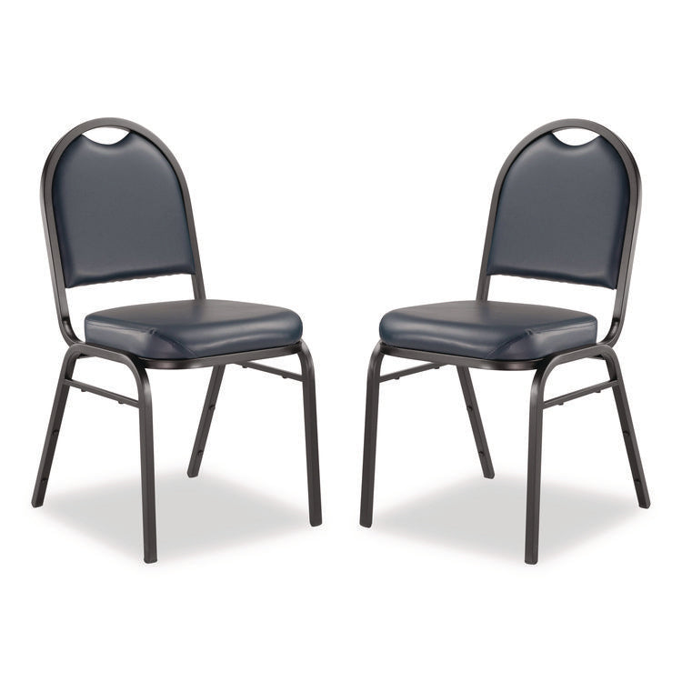 9200 Series Premium Upholstered Stack Chair, Vinyl, Supports 500 lb, 19" Seat Ht, Midnight Blue Seat/Back, Black Base,2/Pack