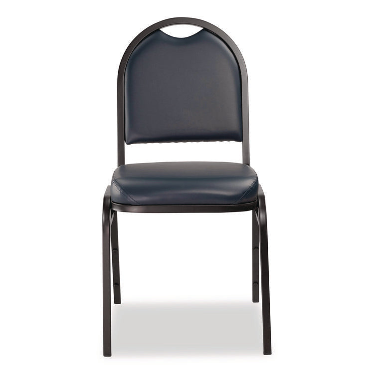 9200 Series Premium Upholstered Stack Chair, Vinyl, Supports 500 lb, 19" Seat Ht, Midnight Blue Seat/Back, Black Base,2/Pack