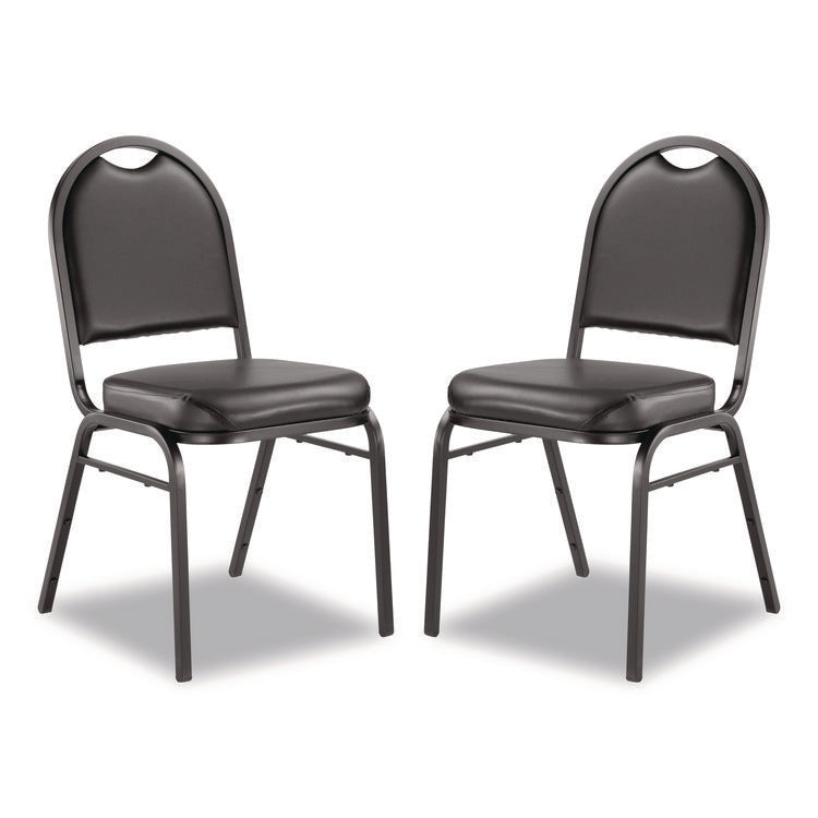9200 Series Premium Upholstered Stack Chair, Vinyl, Supports Up to 500 lb, 19" Seat Height, Black Seat/Back, Black Base, 2/PK