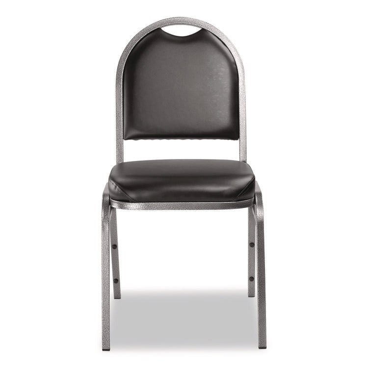 9200 Series Premium Upholstered Stack Chair, Vinyl, Supports Up to 500 lb,19" Seat Height, Black Seat/Back, Silver Base, 2/PK