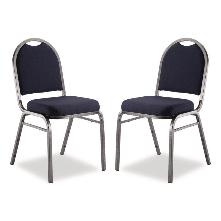 9200 Series Premium Upholstered Stack Chair, Fabric, Supports 500 lb, 19" Seat Ht, Midnight Blue Seat/Back, Silver Base, 2/PK