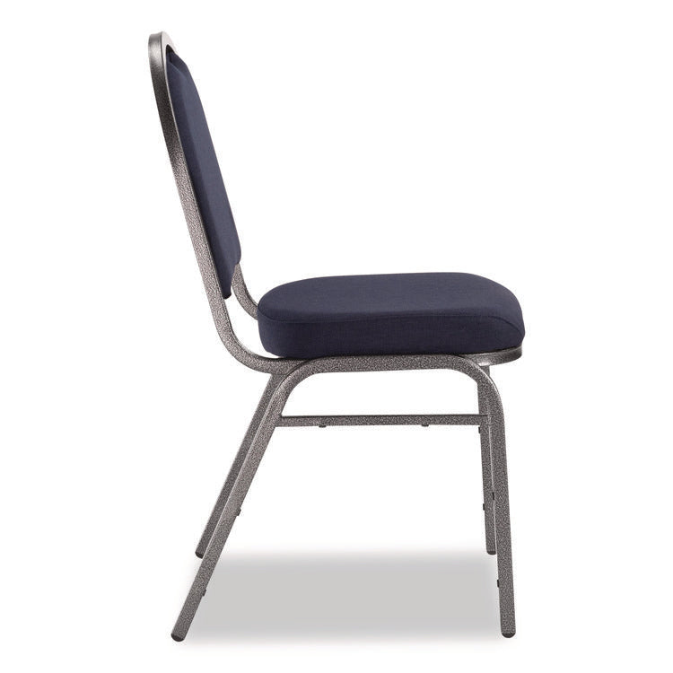 9200 Series Premium Upholstered Stack Chair, Fabric, Supports 500 lb, 19" Seat Ht, Midnight Blue Seat/Back, Silver Base, 2/PK