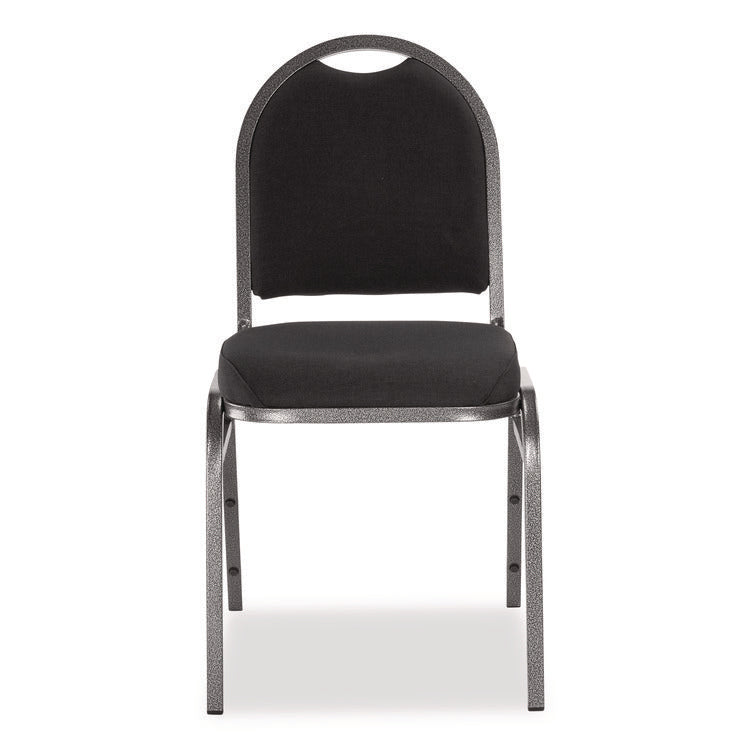 9200 Series Premium Upholstered Stack Chair, Fabric, Supports 500 lb, 19" Seat Ht, Ebony Black Seat/Back, Silver Base, 2/PK