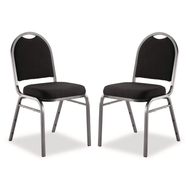 9200 Series Premium Upholstered Stack Chair, Fabric, Supports 500 lb, 19" Seat Ht, Ebony Black Seat/Back, Silver Base, 2/PK