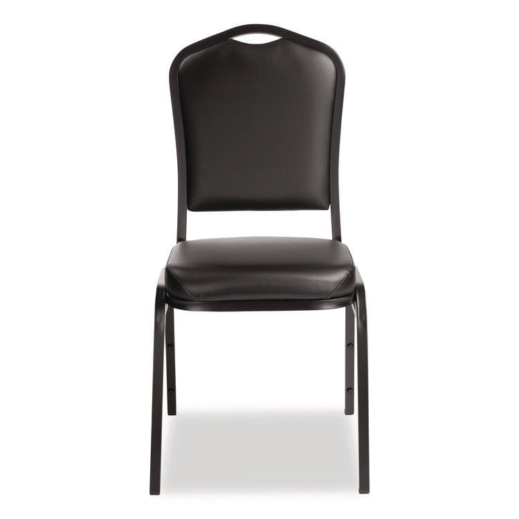 9300 Series Deluxe Upholstered Stack Chair, Vinyl, Supports Up to 500 lb, 19" Seat Height, Black Seat/Back/Base, 2/Pack