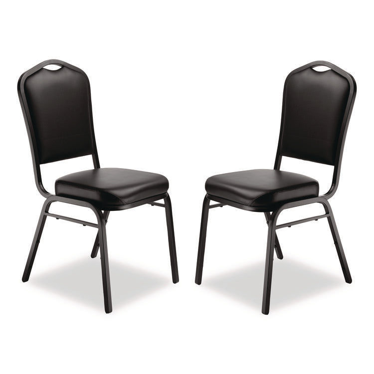9300 Series Deluxe Upholstered Stack Chair, Vinyl, Supports Up to 500 lb, 19" Seat Height, Black Seat/Back/Base, 2/Pack