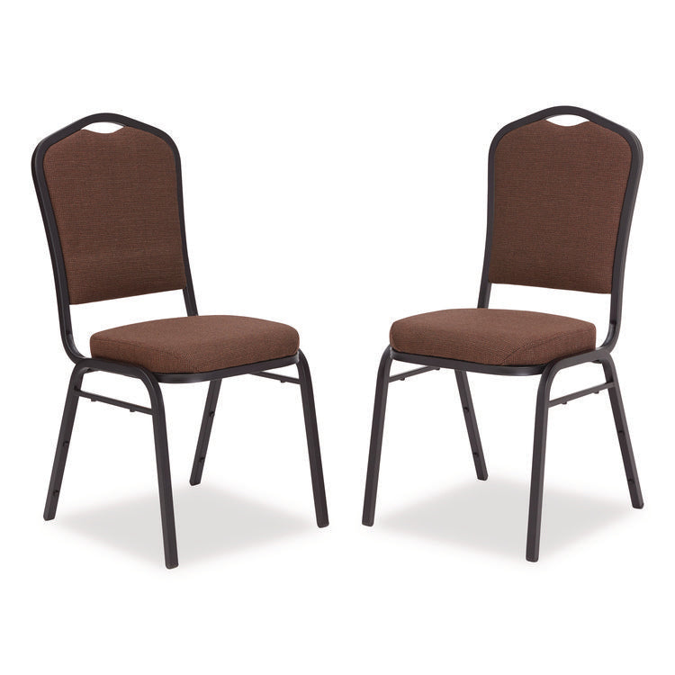 9300 Series Deluxe Upholstered Stack Chair, Fabric, Supports 500 lb, 19" Seat Height, Chocolatier Seat/Back, Black Base, 2/PK