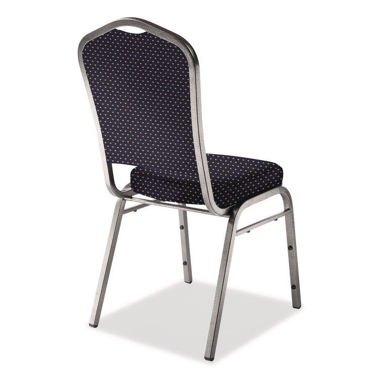 9300 Series Deluxe Upholstered Stack Chair, Fabric, Supports 500 lb, 19" Seat Ht, Diamond Navy Seat/Back, Silver Base, 2/Pack