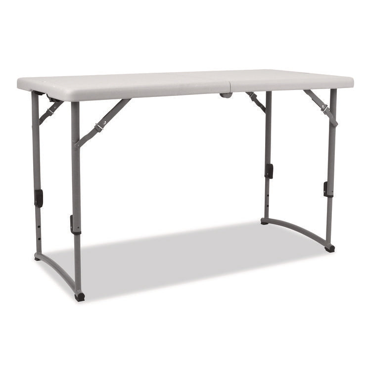 Plastic Fold-in-Half Adjustable Height Table, Rectangular, 24w x 48d x 22h to 35h, Speckled Gray Top, Gray Base/Legs