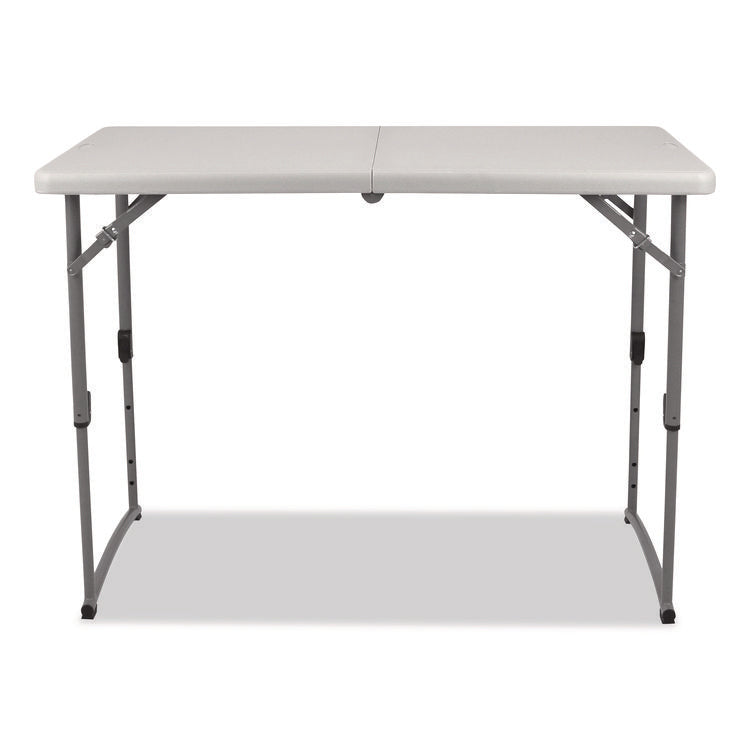 Plastic Fold-in-Half Adjustable Height Table, Rectangular, 24w x 48d x 22h to 35h, Speckled Gray Top, Gray Base/Legs