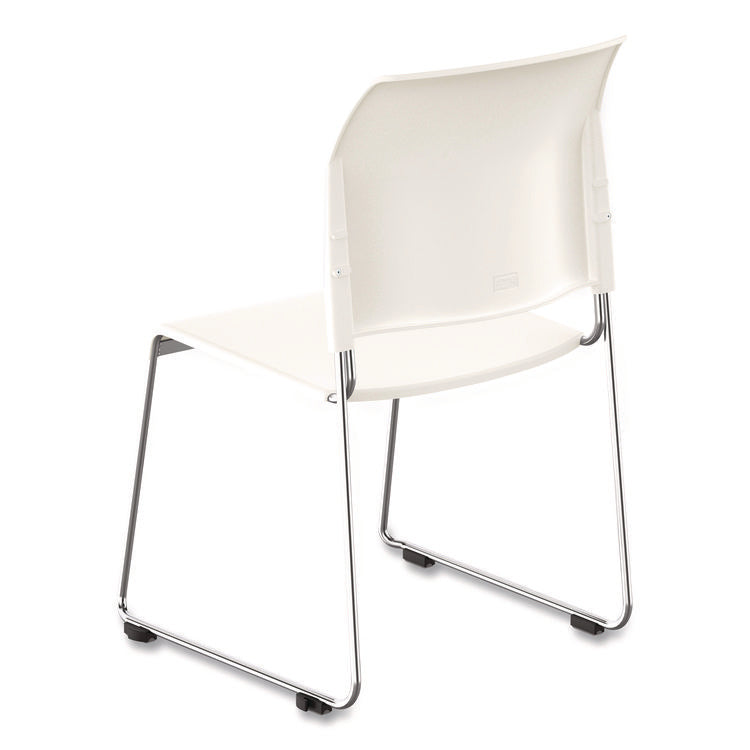 8800 Series Cafetorium Plastic Stack Chair, Supports Up to 500 lb, 18" Seat Height, White Seat/Back, Chrome Base, 4/Pack