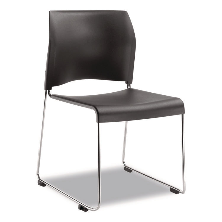 8800 Series Cafetorium Plastic Stack Chair, Supports Up to 500 lb, 18" Seat Height, Charcoal Seat/Back, Chrome Base, 4/Pack