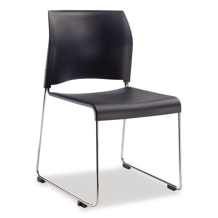 8800 Series Cafetorium Plastic Stack Chair, Supports Up to 500 lb, 18" Seat Height, Blue Seat/Back, Chrome Base, 4/Pack