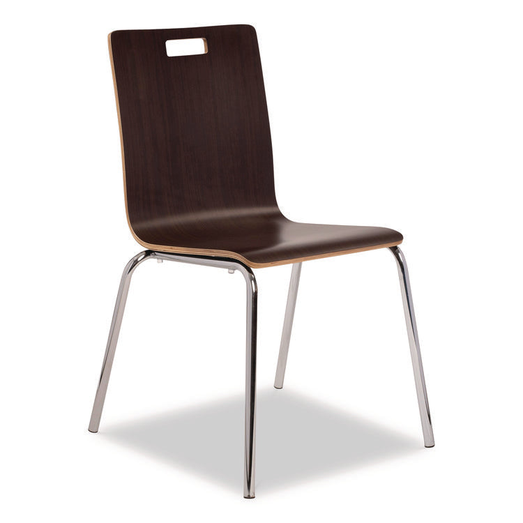 Bushwick Series Bentwood Chair, Supports Up to 500 lb, 18" Seat Height, Espresso Seat, Espresso Back, Chrome Base, 4/Pack