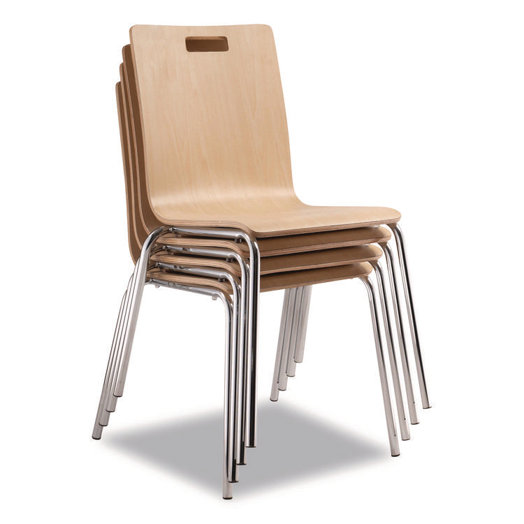 Bushwick Series Bentwood Chair, Supports Up to 500 lb, 18" Seat Height, Natural Seat, Natural Back, Chrome Base, 4/Pack