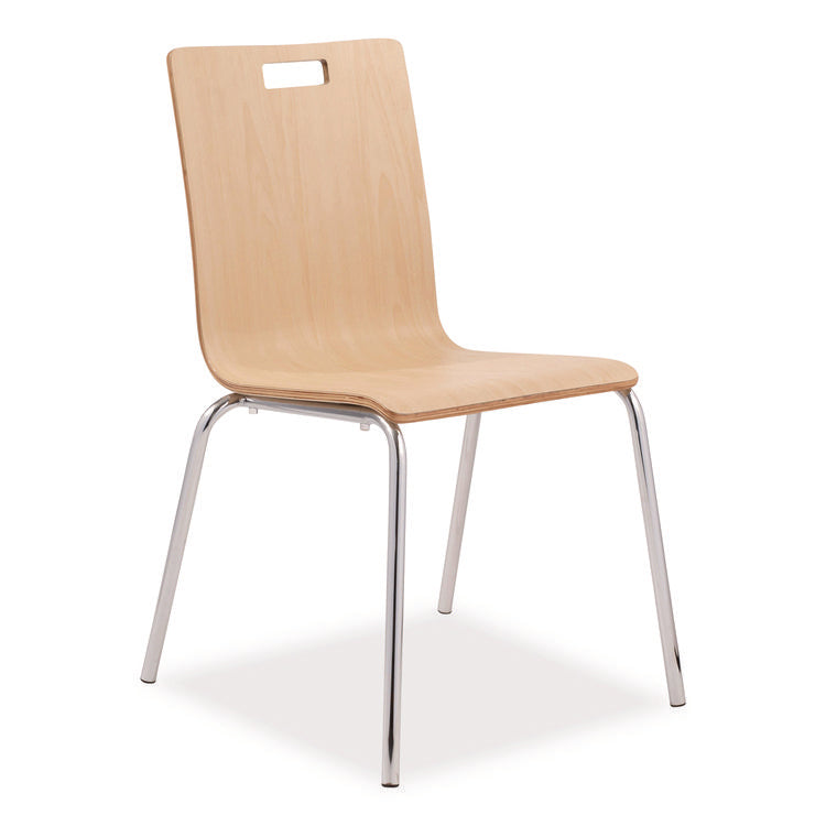 Bushwick Series Bentwood Chair, Supports Up to 500 lb, 18" Seat Height, Natural Seat, Natural Back, Chrome Base, 4/Pack