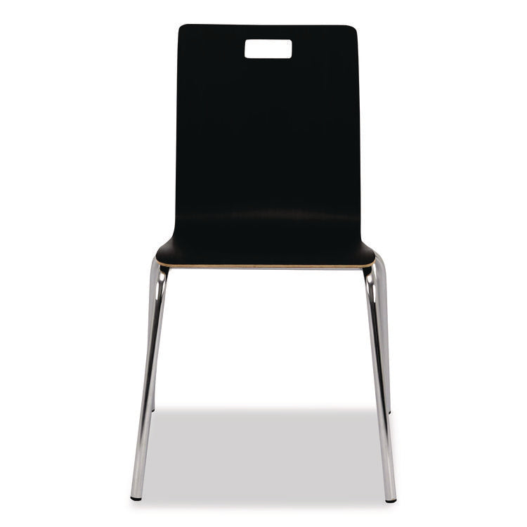 Bushwick Series Bentwood Chair, Supports Up to 500 lb, 18" Seat Height, Black Seat, Black Back, Chrome Base, 4/Pack
