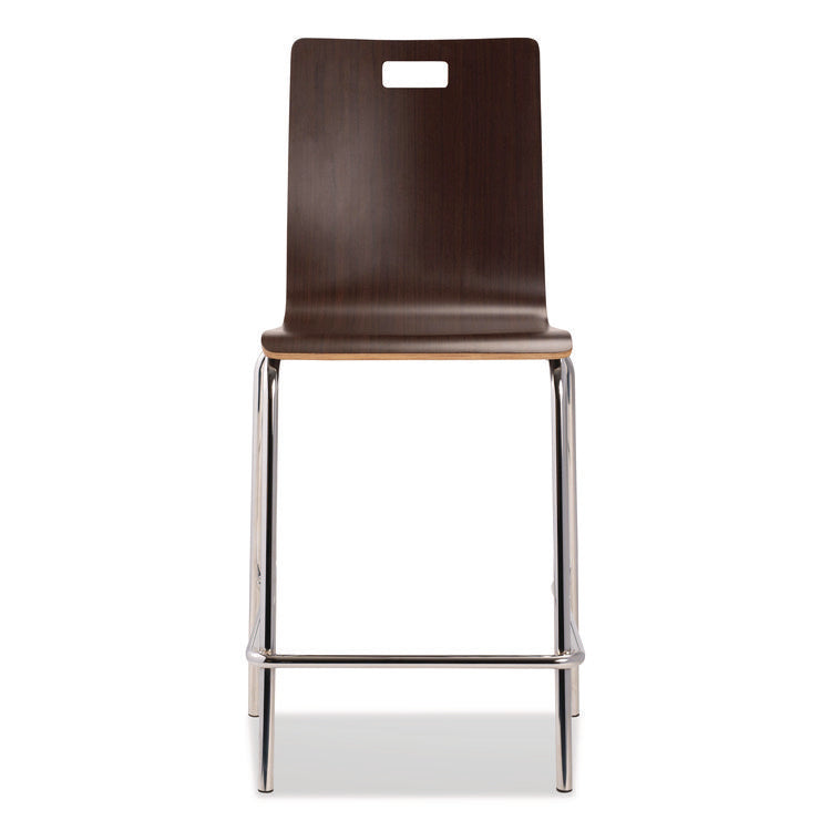 Bushwick Series Bentwood Stool, Counter Height, Supports Up to 500 lb, 24" Seat Height, Espresso Seat/Back, Chrome Base, 4/PK