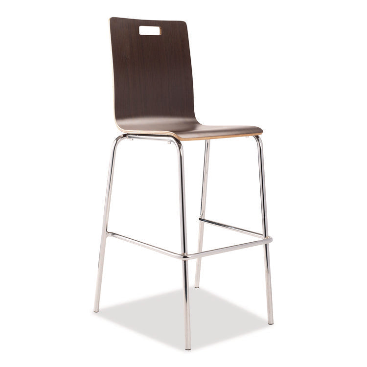 Bushwick Series Bentwood Stool, Supports Up to 500 lb, 30" Seat Height, Espresso Seat, Espresso Back, Chrome Base, 4/Pack