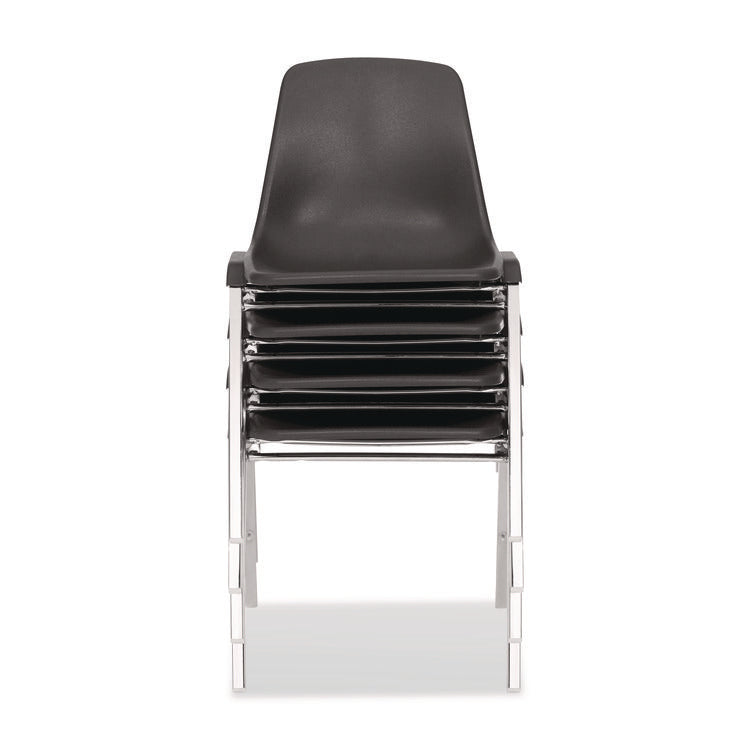 8100 Series Poly Shell Stacking Chair, Supports Up to 500 lb, 18" Seat Height, Black Seat, Black Back, Chrome Base, 4/Pack