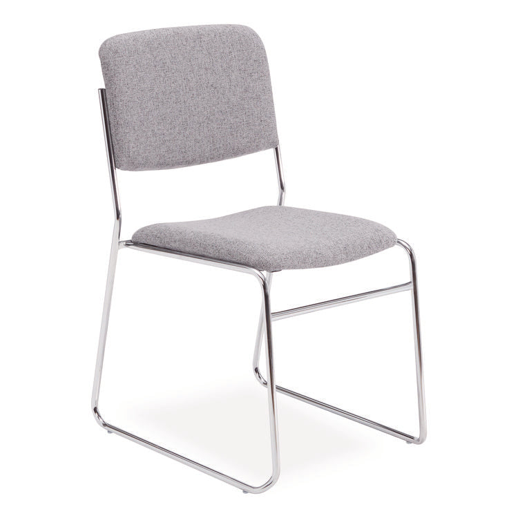 8600 Series Fabric Padded Signature Stack Chair, Supports Up to 500 lb, 19" Seat Height, Gray Seat/Back, Chrome Base, 2/Pack