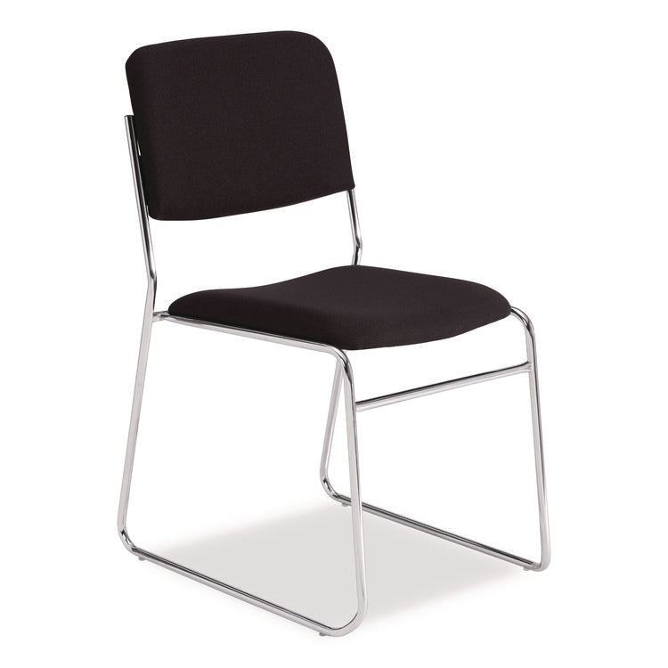 8600 Series Fabric Padded Signature Stack Chair, Supports Up to 500 lb, 19" Seat Ht, Black Seat/Back, Chrome Base, 2/Pack
