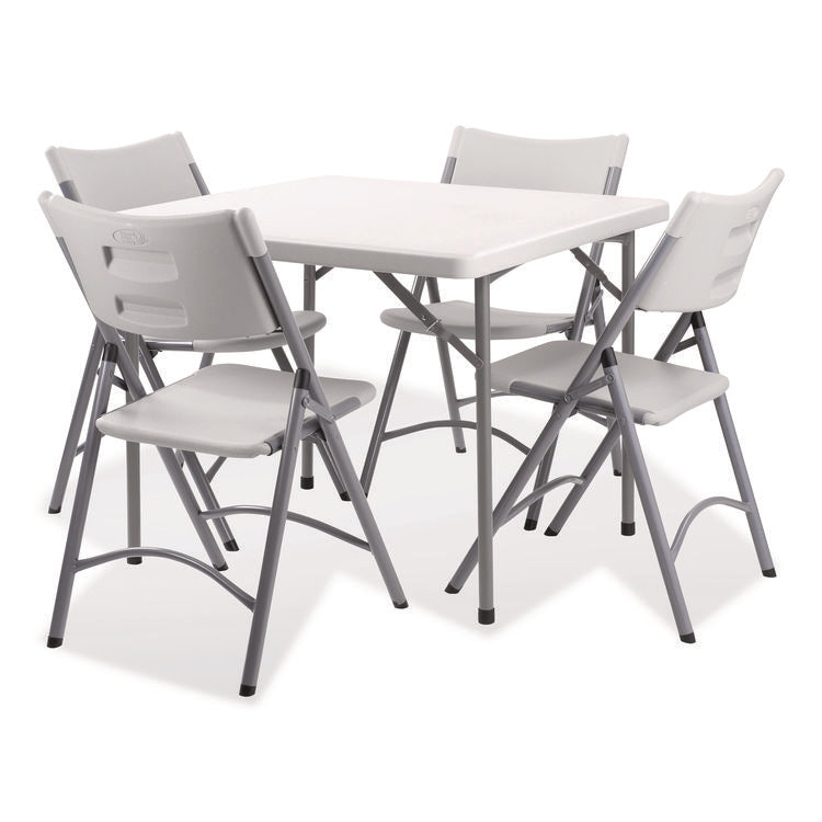 Heavy-Duty Folding Table and Folding Chair Set, Speckled Gray, Square, 36" x 36" x 29.5", Speckled Gray Top, Gray Legs