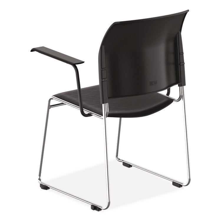 8700 Series Cafetorium Chair With Armrests, Supports Up to 500 lb, 18" Seat Height, Black Seat/Back, Chrome Base, 8/Pack