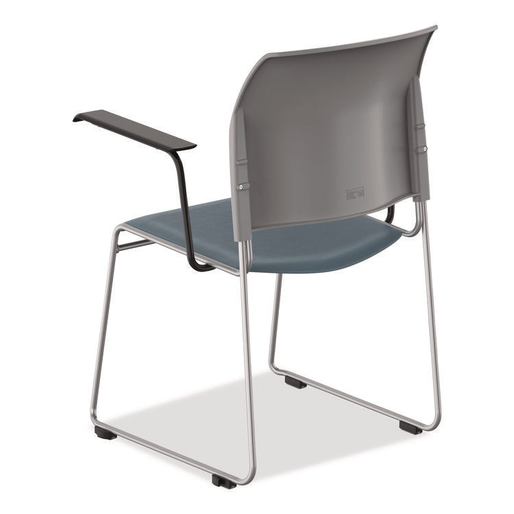 8700 Series Cafetorium Chair With Armrests, Supports Up to 500 lbs, 18" Seat Height, Blue Seat, Gray Back, Silver Base, 8/PK
