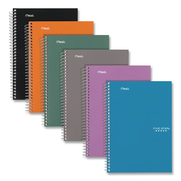 Wirebound Notebook, 5-Subject, Medium/College Rule, Randomly Assorted Cover Color, (150) 9.5 x 7.25 Sheets