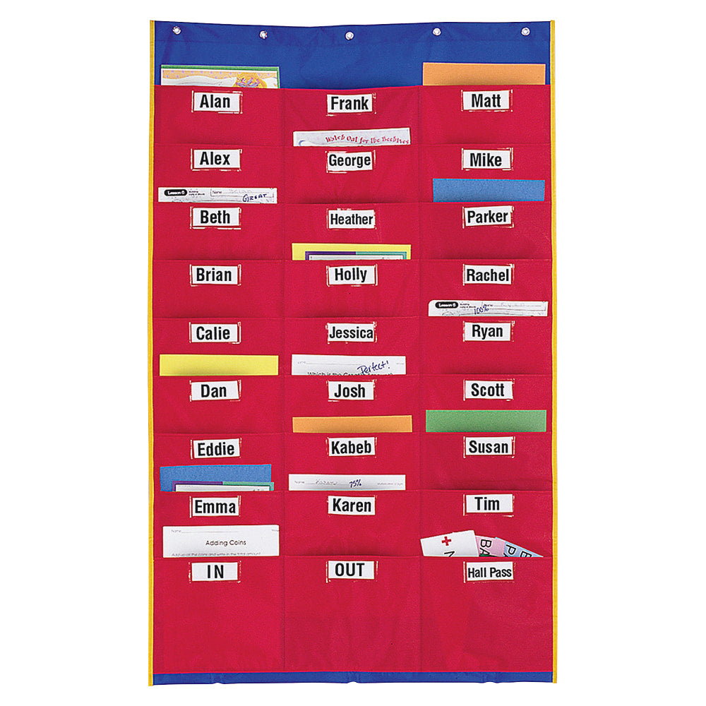 Learning Resources Organization Station Pocket Chart, 45in x 28 1/4in, Red/Blue, Grade 1 - Grade 3