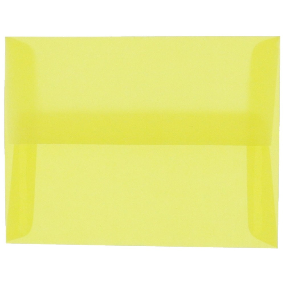 JAM Paper Translucent Envelopes, #4 Bar (A1), Gummed Seal, Primary Yellow, Pack Of 25