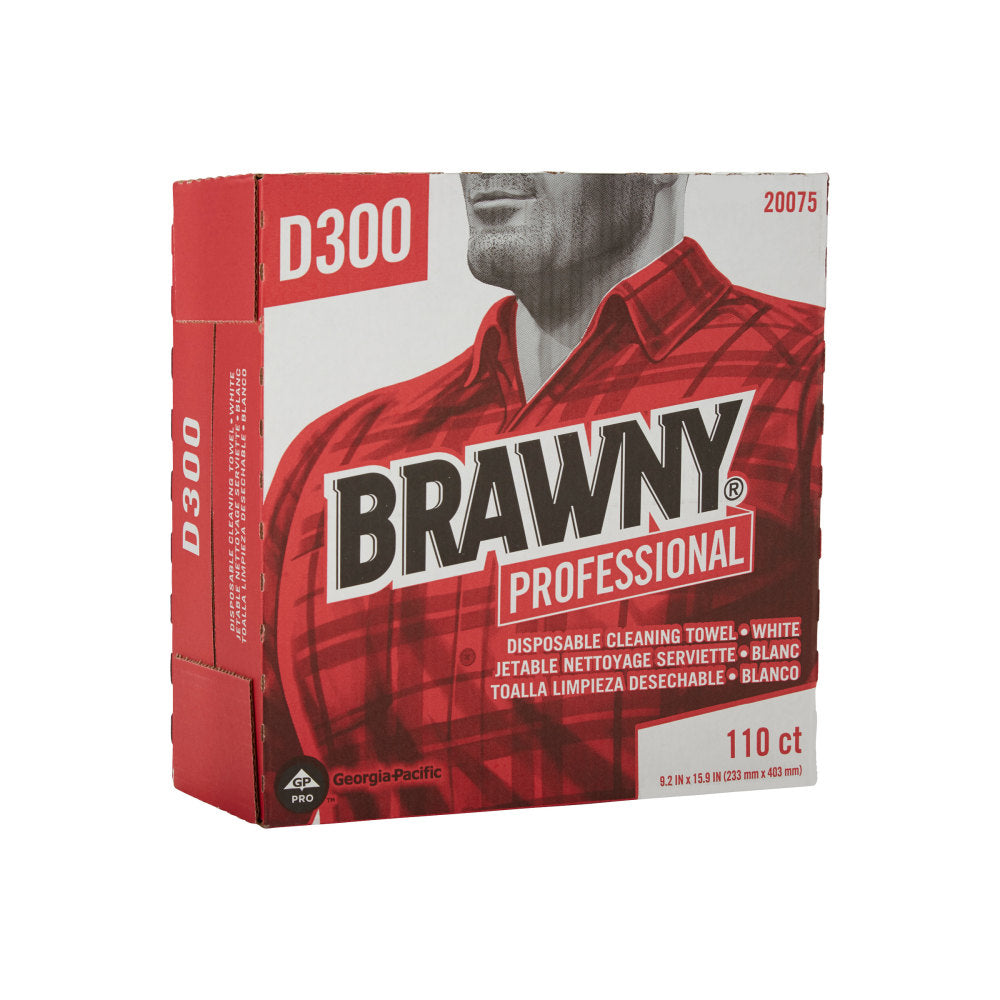 Brawny Professional D300 Disposable Cleaning Towels, 9-1/4in x 16in, 110 Towels Per Box, Case Of 10 Boxes