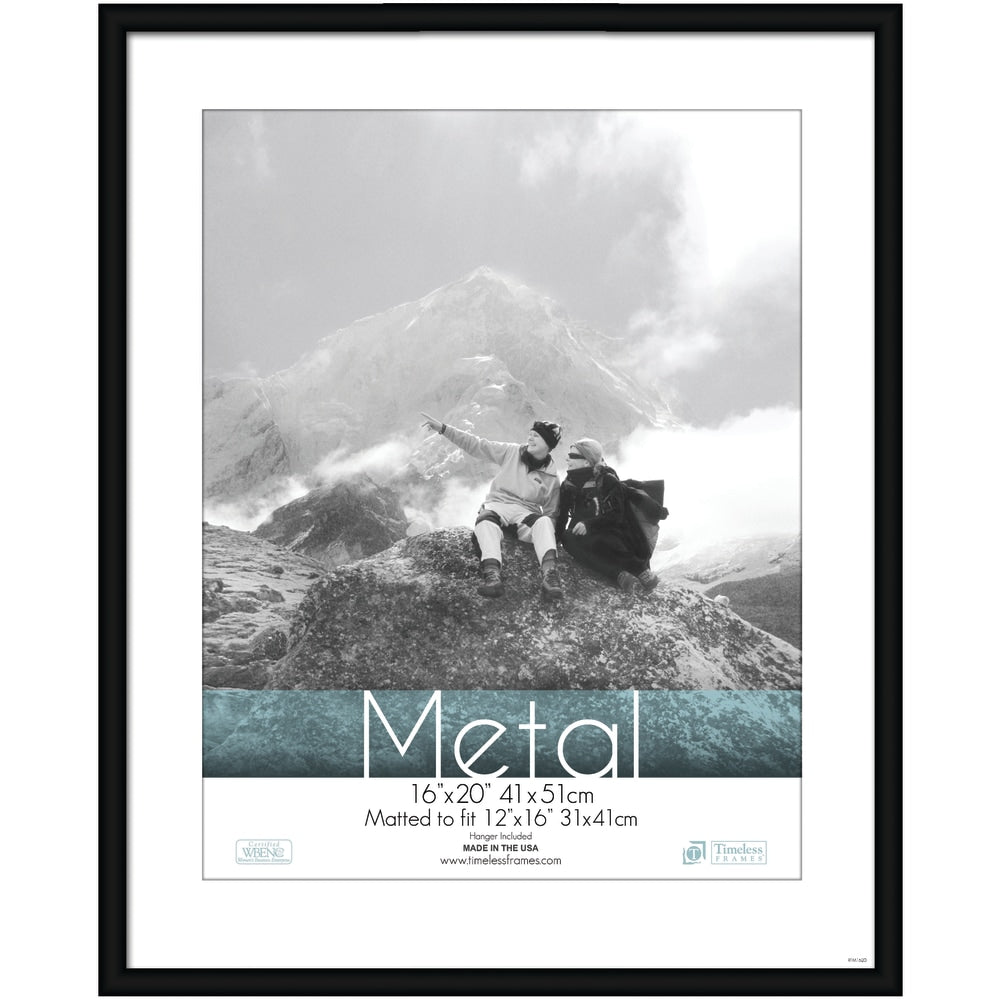 Timeless Frames Metal Picture Frame, 16in x 20in With Mat, Black