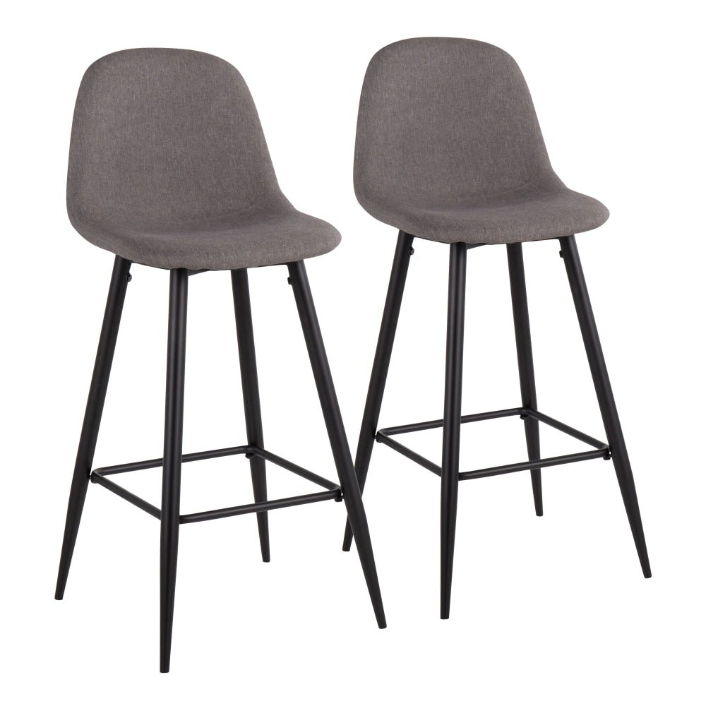 LumiSource Pebble Bar Stools, Charcoal/Black, Set Of 2 Stools