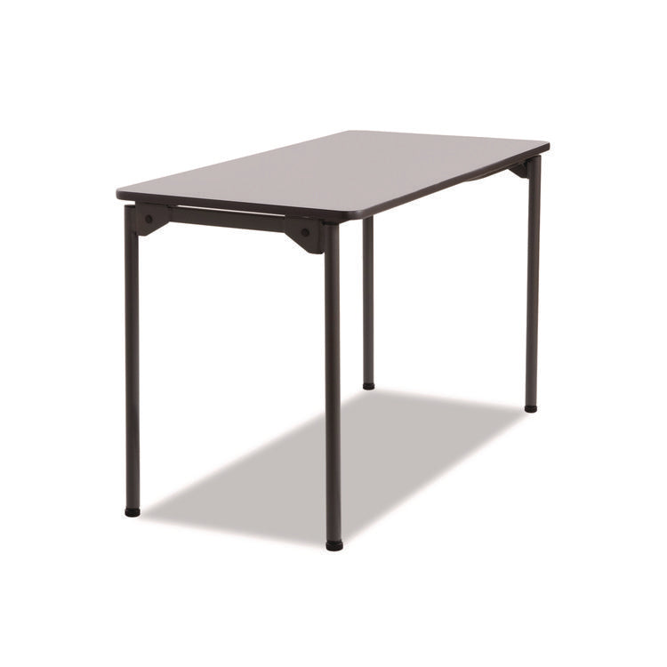 Maxx Legroom Wood Folding Table, Rectangular, 48" x 24" x 29.5", Gray/Charcoal
