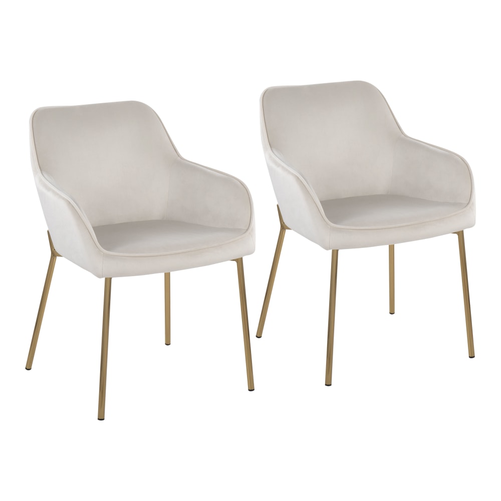 LumiSource Daniella Contemporary Dining Chairs, Cream/Gold, Set Of 2 Chairs