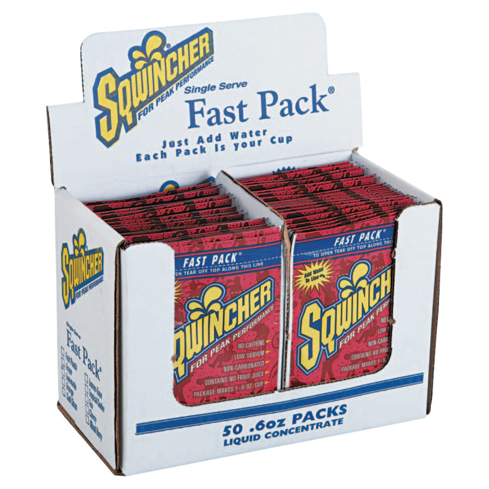 Sqwincher Fast Pack Electrolyte Replenishment Concentrate, Orange Lite, 0.6 Oz, Case of 200