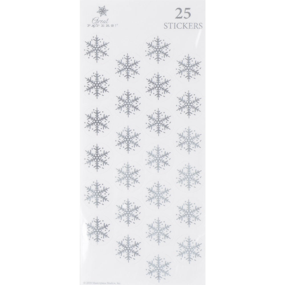 Great Papers! Holiday Foil Seals, 1in, Silver, Silver Flakes, Pack Of 50