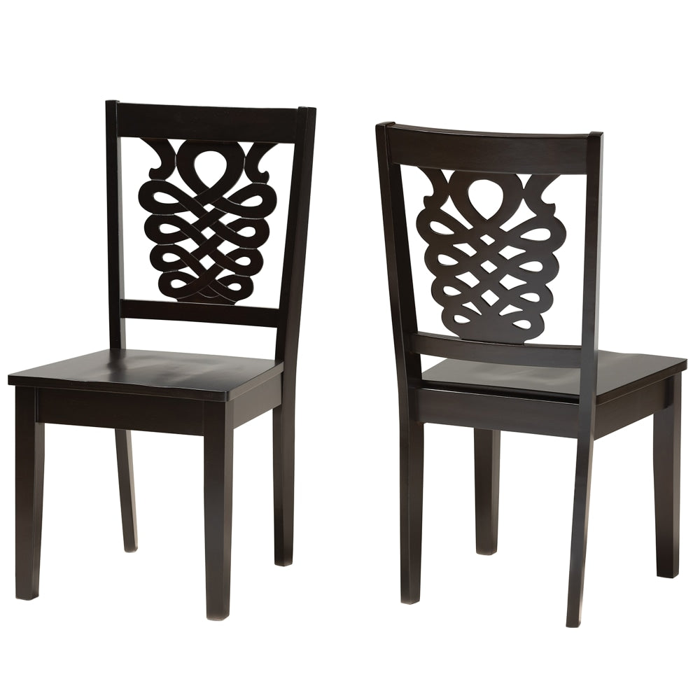 Baxton Studio Gervais Dining Chairs, Dark Brown, Set Of 2 Chairs