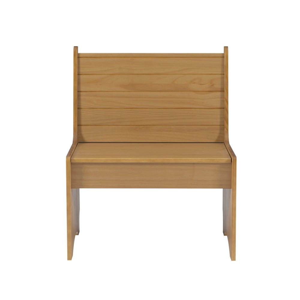Linon Payson Wooden Storage Bench With Backrest, 33-3/5inH x 27inW x 19-3/4inD, Honey