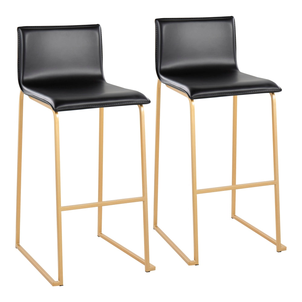 LumiSource Mara Bar Stools, Gold/Black, Set Of 2 Stools